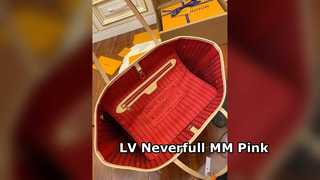 کیف مونوگرام صورتی Neverfull MM Louis Vuitton