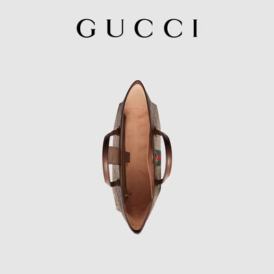 بوم تزئین شده چرمی Gucci Ophidia Tote White Medium GG Ladies