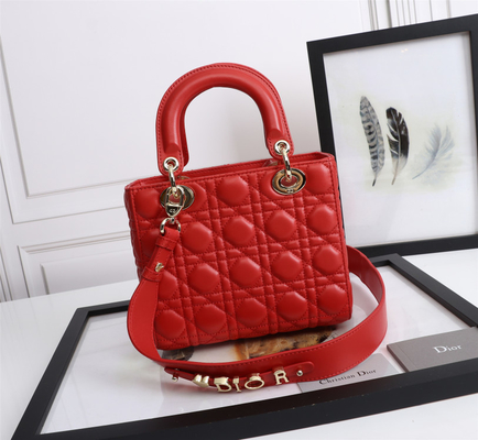 کیف شانه ای Lady Red Lambskin My Abcdior Dior Cannage Shoulder Bag D6806