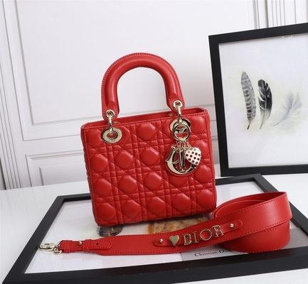 کیف شانه ای Lady Red Lambskin My Abcdior Dior Cannage Shoulder Bag D6806
