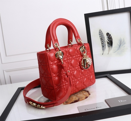 کیف شانه ای Lady Red Lambskin My Abcdior Dior Cannage Shoulder Bag D6806