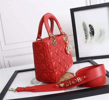 کیف شانه ای Lady Red Lambskin My Abcdior Dior Cannage Shoulder Bag D6806