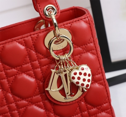 کیف شانه ای Lady Red Lambskin My Abcdior Dior Cannage Shoulder Bag D6806