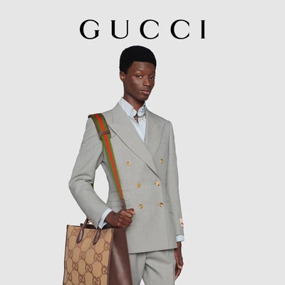 کیف شانه برند GUCCI Jumbo GG Tote Bag Camel Men Gentleman