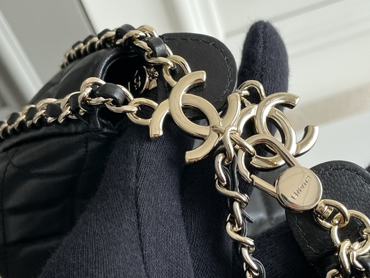 کیف دستی زنجیر سیاه با مارک Chanel Hobo چرم گوساله