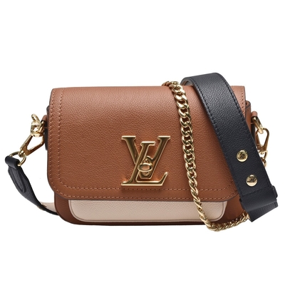 کیسه مونوگرام طرح پوست گوساله دانه دار LV Lockme Tender Bag قهوه ای