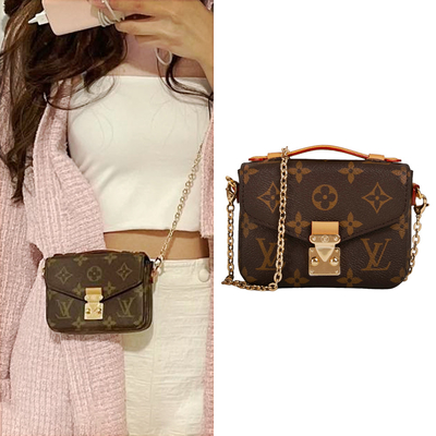 کیف طرح کوتاه مونوگرام Micro Metis LV Crossbody کیف قهوه ای