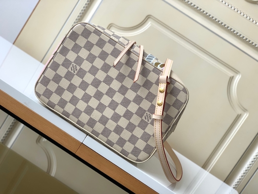کیف سطلی MM با برند NéONoé MM Damier Azur Canvas LV صورتی سفید