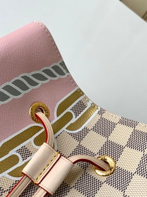کیف سطلی MM با برند NéONoé MM Damier Azur Canvas LV صورتی سفید
