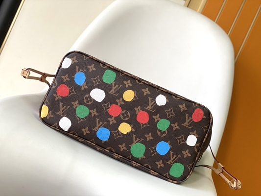 کیف مشکی LV X Yayoi Kusama Louis Vuitton Neverfull MM Monogram کیف چندرنگ