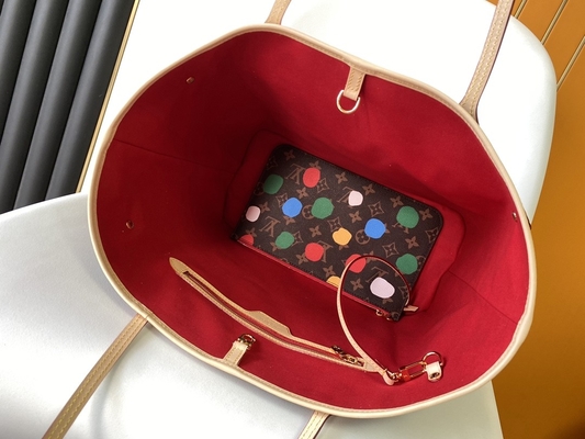 کیف مشکی LV X Yayoi Kusama Louis Vuitton Neverfull MM Monogram کیف چندرنگ