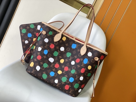 کیف مشکی LV X Yayoi Kusama Louis Vuitton Neverfull MM Monogram کیف چندرنگ