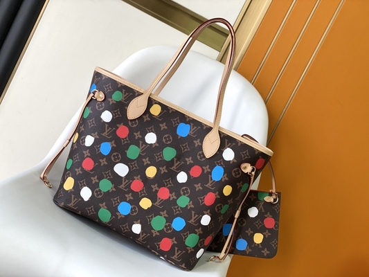 کیف مشکی LV X Yayoi Kusama Louis Vuitton Neverfull MM Monogram کیف چندرنگ