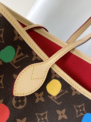 کیف مشکی LV X Yayoi Kusama Louis Vuitton Neverfull MM Monogram کیف چندرنگ