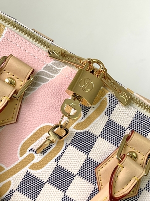 بوم روکش دار Speedy Louis Vuitton Damier Azur 25 M46390