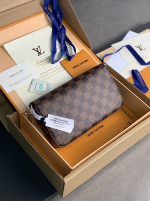 کیف پول Mini LV Felicie Pochette Monogram کیف پول آستر فوشیا