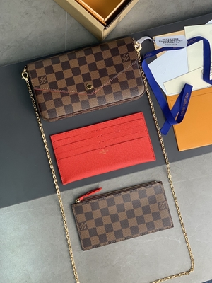 کیف پول Mini LV Felicie Pochette Monogram کیف پول آستر فوشیا