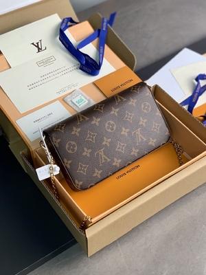 کیف پول Mini LV Felicie Pochette Monogram کیف پول آستر فوشیا