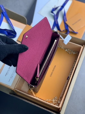 کیف پول Mini LV Felicie Pochette Monogram کیف پول آستر فوشیا
