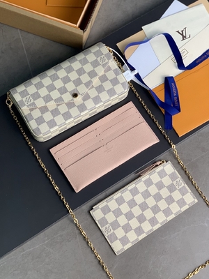 کیف پول Mini LV Felicie Pochette Monogram کیف پول آستر فوشیا