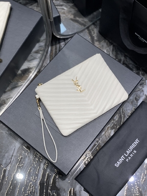 کلاچ پاکت کیسه ای چرم لحافی مونوگرام YSL