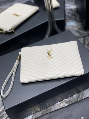 کلاچ پاکت کیسه ای چرم لحافی مونوگرام YSL