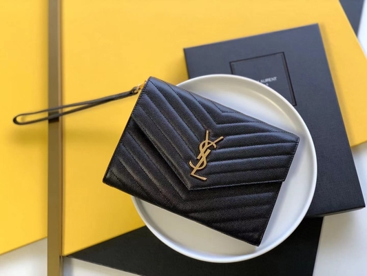 کیف کلاچ پاکت چرم مونوگرام مونوگرام Caviar YSL