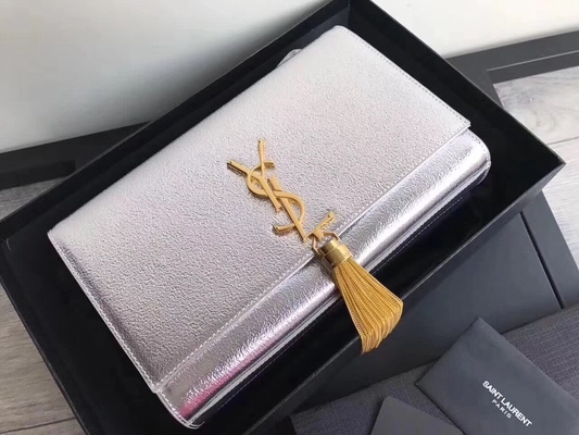 بند قابل تنظیم پلی استر Saint Laurent کیف Woc YSL با بسته شدن زیپ نقره ای