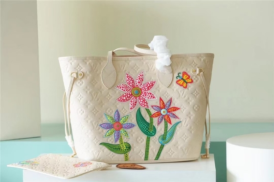 کیف دستی زنانه با مارک مهمانی Neverfull MM Monogram Empreinte با گل خیاطی