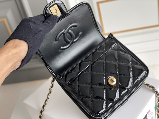 Chanel 22 Mini Designer Purses Black Spell Gold Chanel with Drop Flap