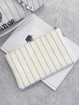 کیف 30 سانتی متری 23P Chanel Deauville Tote Ecru White Ecru Black Strape