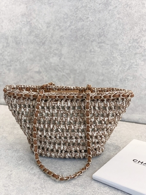 کیف مسنجر با مارک سفارشی 22P Chanel Straw Raffia Bag PU